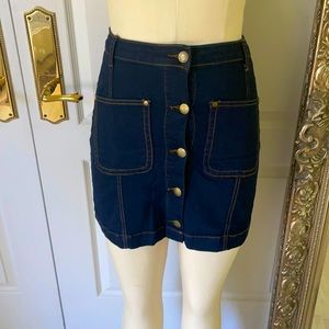 Denim stretch button down mini skirt size S (2-4)